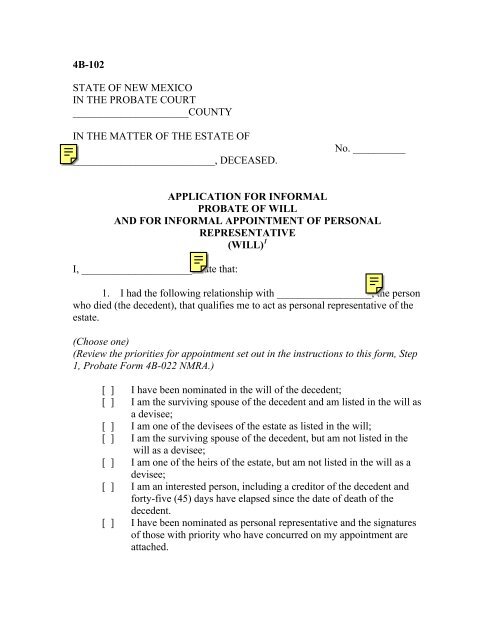  Example Of Application For Informal Probate Of Will And For 