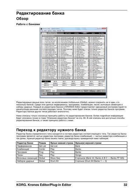 KRONOS Editor/Plug-In Editor