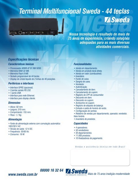 Terminal Multifuncional Sweda - 44 teclas