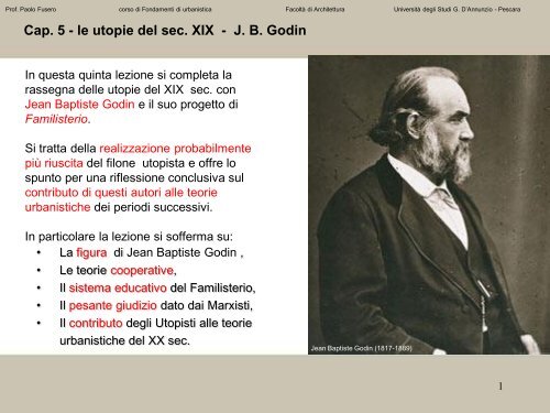 utopisti: J.B. Godin - UniversitÃƒÂ  Gabriele d'Annunzio