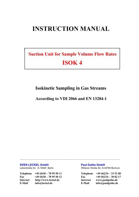 Volume flow rate - Paul Gothe GmbH