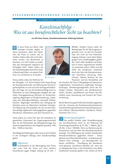 Ausgabe 1/2013 - Steuerberaterverband Schleswig-Holstein