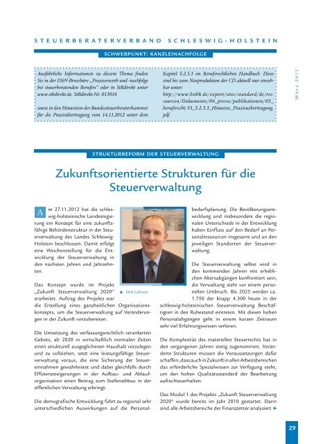 Ausgabe 1/2013 - Steuerberaterverband Schleswig-Holstein