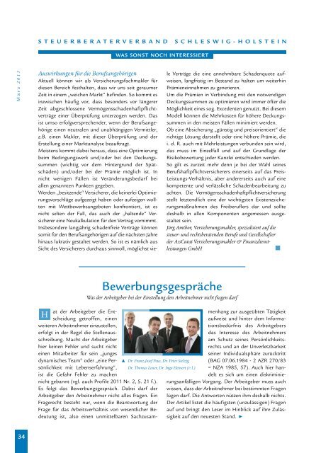 Ausgabe 1/2013 - Steuerberaterverband Schleswig-Holstein