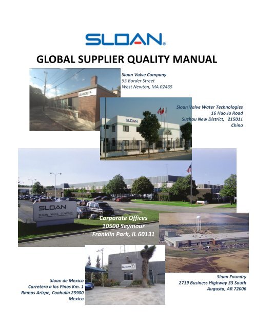 GLOBAL SUPPLIER QUALITY MANUAL - Sloan Valve Company