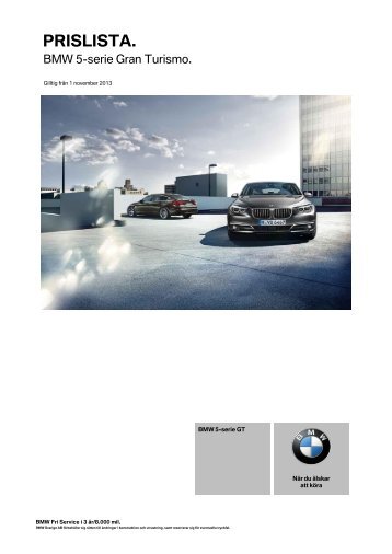 Den aktuella prislistan fÃƒÂ¶r BMW 5-serie Gran Turismo. (PDF, 226 kB).