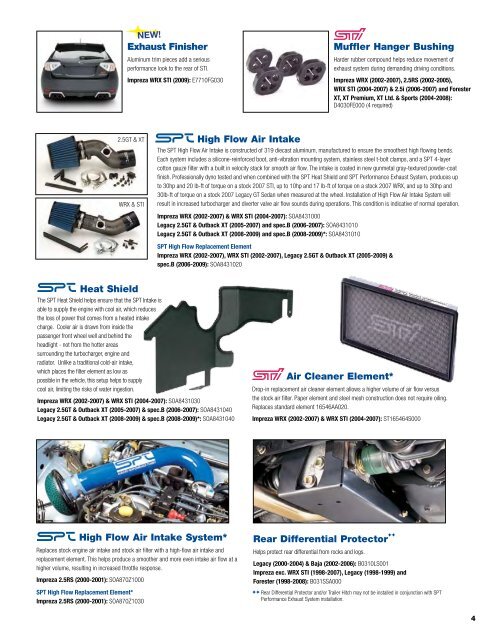 Genuine Subaru SOA8431010 SPT Air Intake System
