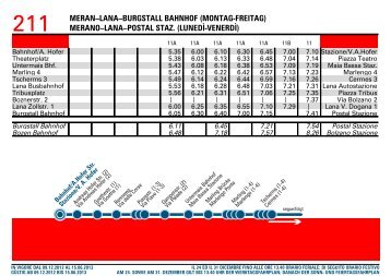 211 MERAN–LANA–BURGSTALL BAHNHOF (MONTAG ... - sasa