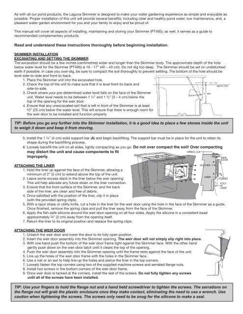 Skimmer Installation and Maintenance Guide Ãcumoire Notice d ...