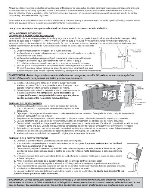 Skimmer Installation and Maintenance Guide Ãcumoire Notice d ...