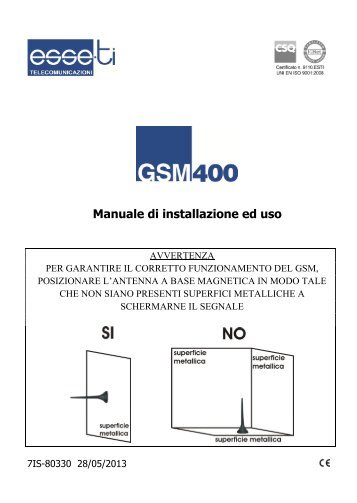 Manuale GSM 400 - Esse-ti Telecomunicazioni
