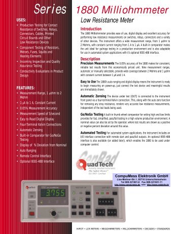 Series 1880 Milliohmmeter - Compumess Elektronik Gmbh