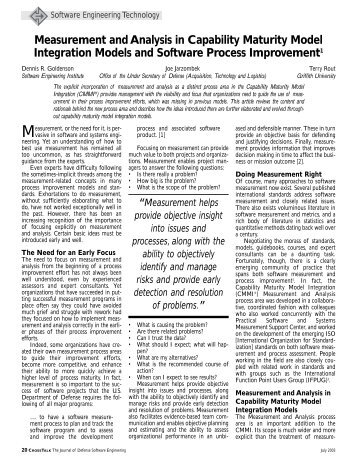 Measurement and Analysis in Capability Maturity Model - Software ...