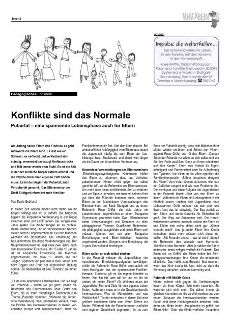 Elternseminar Informiert A Ber Puberta T Knickbein