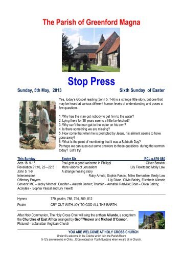 STOP PRESS - The Parish of Greenford Magna
