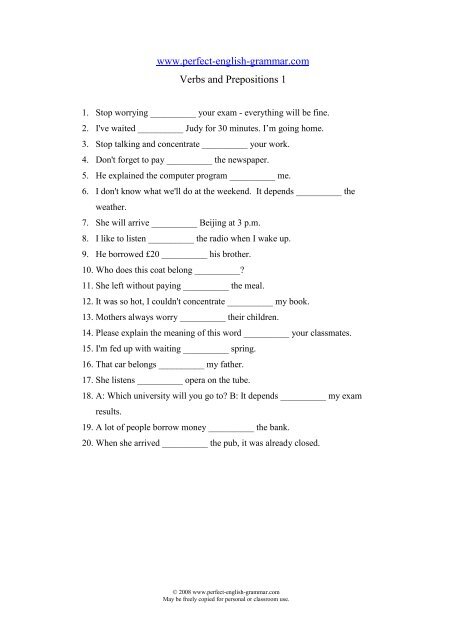 to download this exercise in PDF - Perfect English Grammar