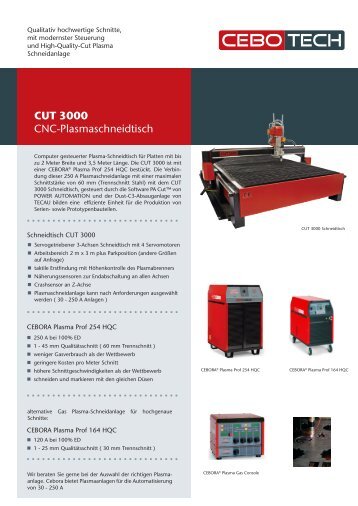 CUT 3000 Cnc-Plasmaschneidtisch - Cebotech Gmbh