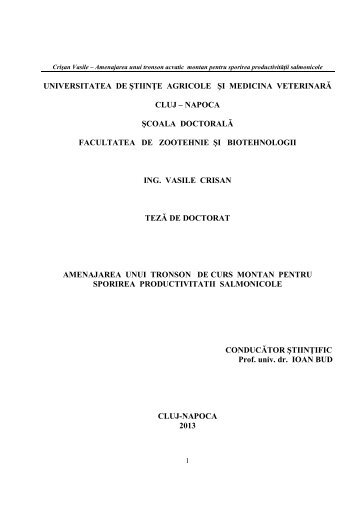 Rezumat tezÄ doctorat - USAMV Cluj-Napoca