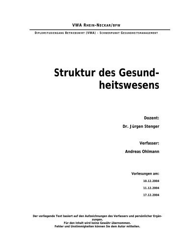 Struktur des Gesund- heitswesens - Sternfeld.de