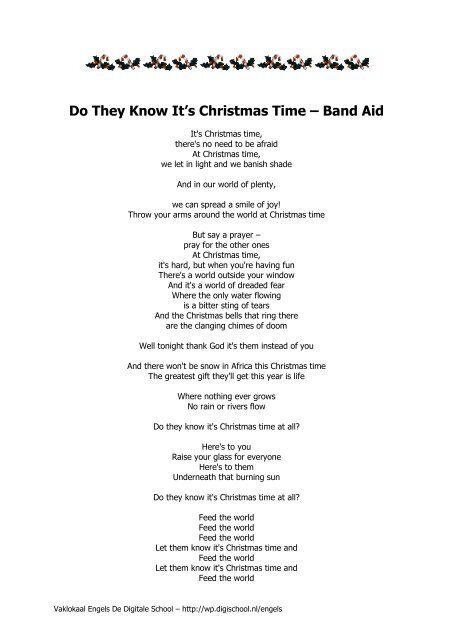 Do They Know It S Christmas Time A Band Aid De Digitale School