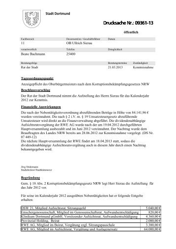 Vorlage Nebentätigkeiten 2012 [pdf, 21 kB] - Stadt Dortmund