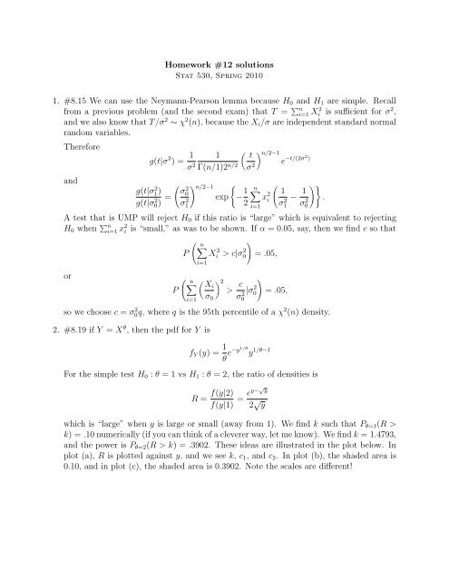 Solution to Homework #12 - Statistics