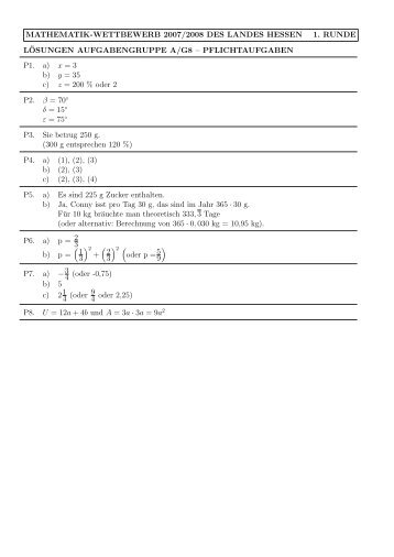 1. Runde (A-G8) - Mathematik-Wettbewerb des Landes Hessen