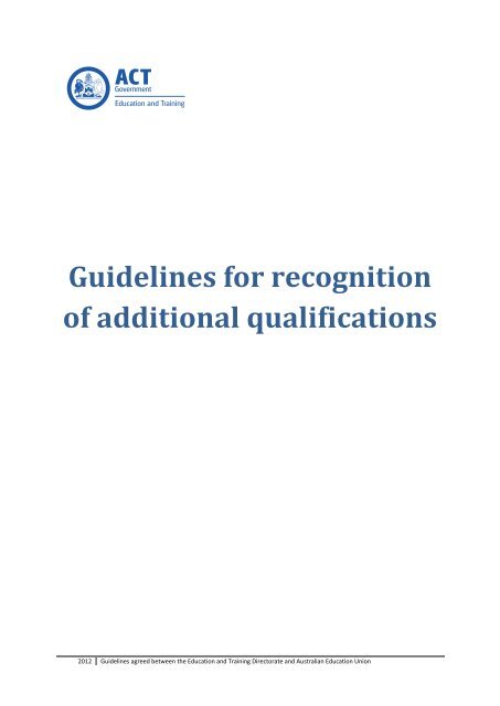 Guidelines for recognition of additional qualifications