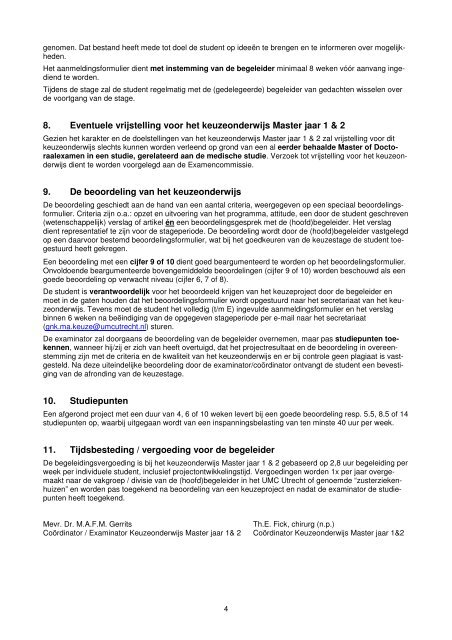 Het keuzeonderwijs in Master jaar 1 & 2 - UMC Utrecht