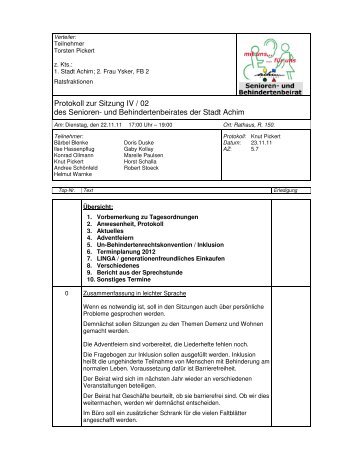 Protokoll zur Sitzung IV / 02 des Senioren - und Behindertenbeirat ...