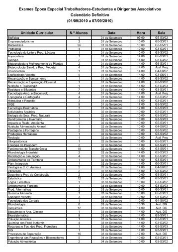 Exames Época Especial Trabalhadores-Estudantes e ... - ESA