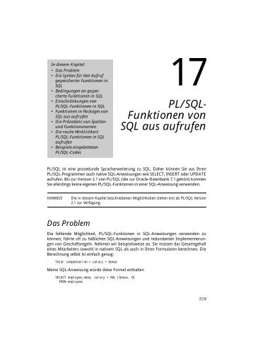 PL/SQL- Funktionen von SQL aus aufrufen - beim O'Reilly Verlag