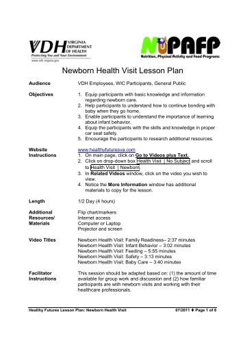 Newborn Health Visit Lesson Plan