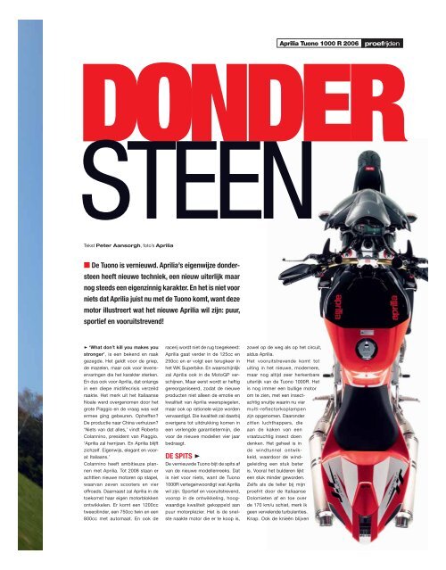 Download hier de volledige test van de Aprilia Tuono 1000R uit 2005