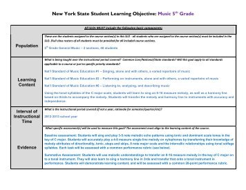 New York State Student Learning Objective: Music 5th ... - OCM Boces