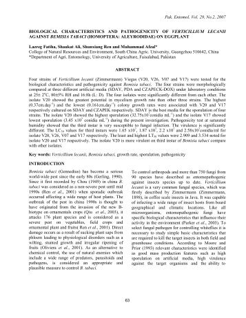 biological characteristics and pathogenicity of verticillium ...