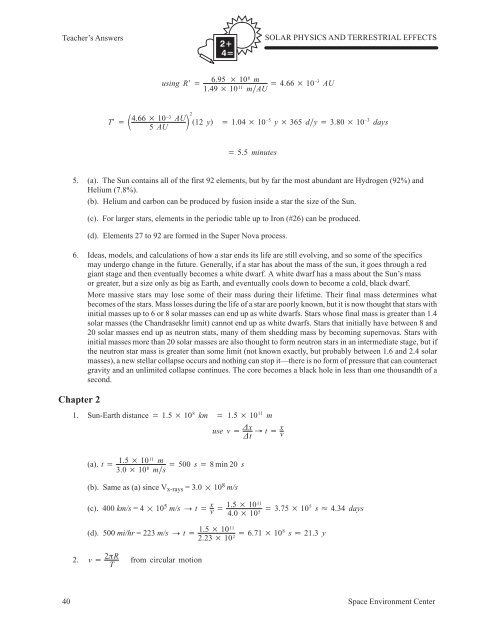 Answers to Chapter Questions - Space Environment Center