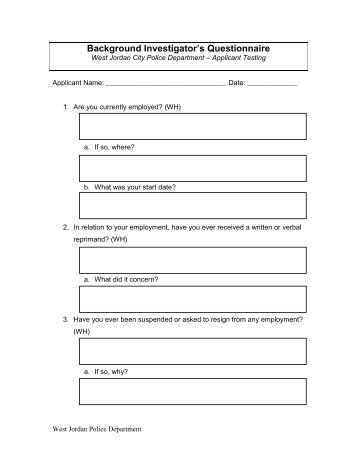 Background Interview Questions - West Jordan