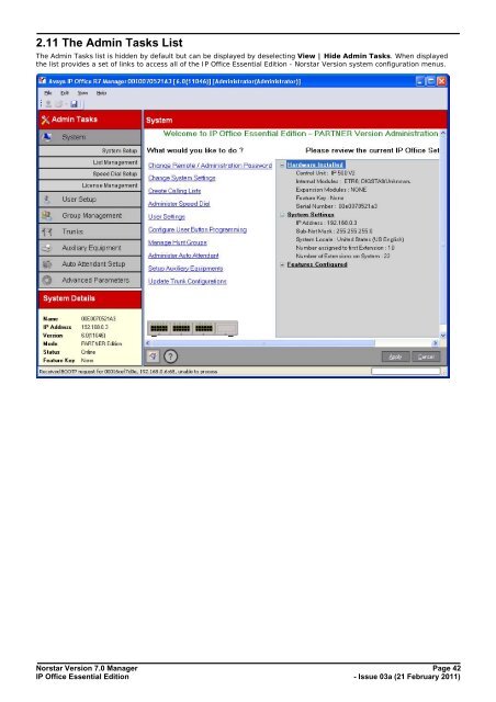 Norstar Version - IP Office Info