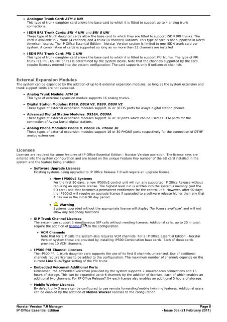 Norstar Version - IP Office Info