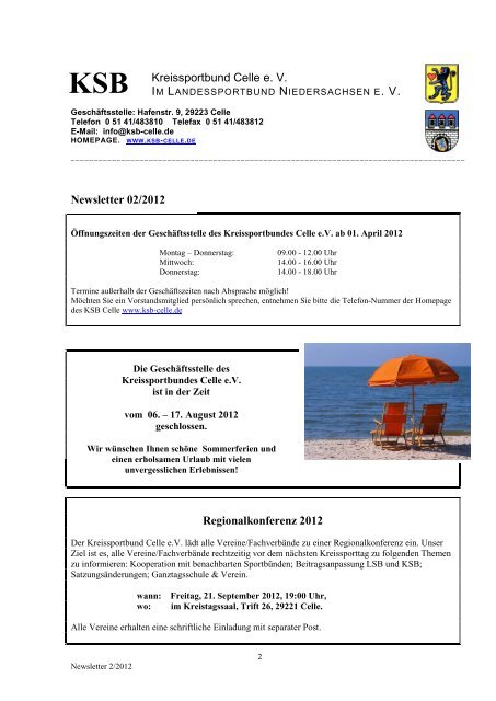 Newsletter 2/2012 - Kreissportbund Celle e.V.