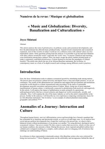 « Music and Globalization: Diversity, Banalization ... - Revues en ligne