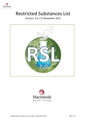 Restricted Substances List - Macintosh Retail Group