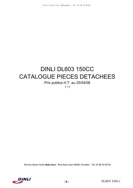 DINLI DL603 150CC CATALOGUE PIECES DETACHEES