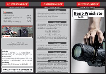 Rent-Preisliste - Foto Leistenschneider GmbH & Co KG