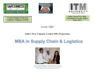 MBA in Supply Chain & Logistics - ITM University