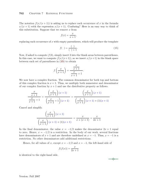 Chapter 7 Rational Functions - College of the Redwoods