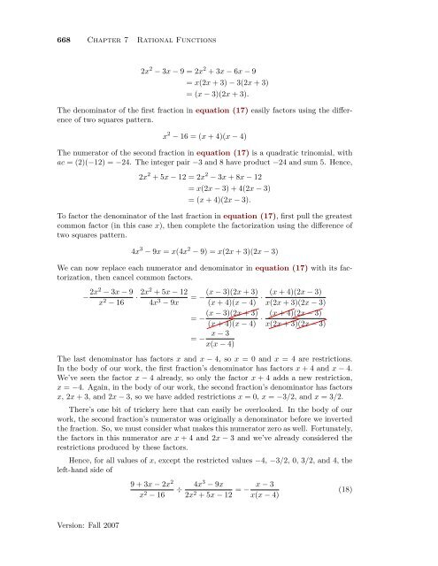 Chapter 7 Rational Functions - College of the Redwoods