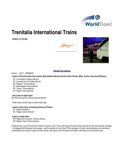 Trenitalia International Trains - World Travel