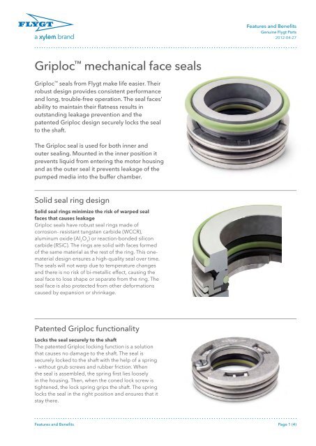 GriplocÃ¢Â„Â¢ mechanical face seals - Water Solutions